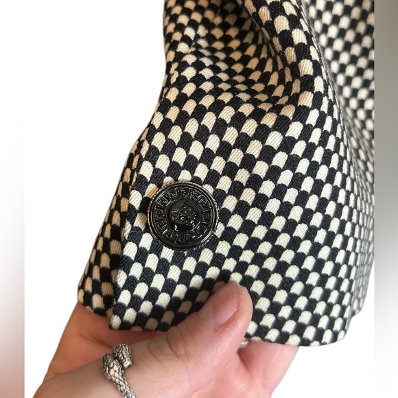 Vintage 90s Gianni Versace Black White Geometric Designer Men’s Blazer Size 40L - Picture 3 of 6